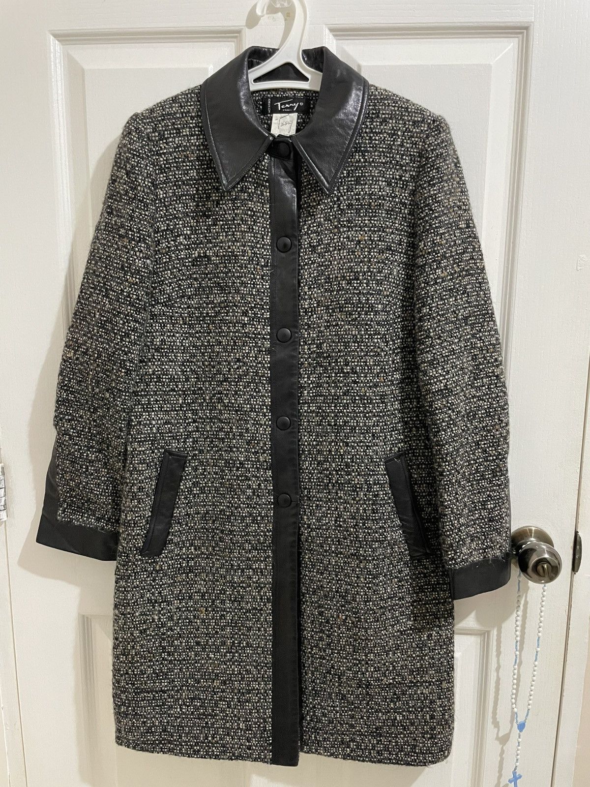 Other Terry Paris Made in France Tweed and leather Coat Size M / US 6-8 / IT 42-44 - 2 Thumbnail