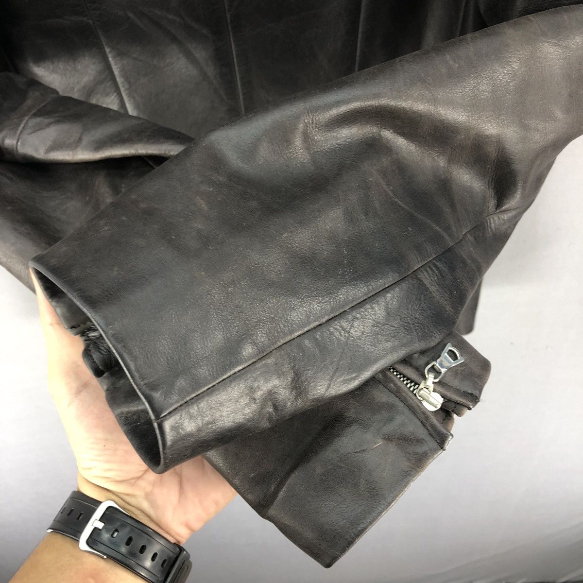 Japanese Brand 🇯🇵 Y. Fukuyama Asymmetrical Cowhide Leather Jacket Size S / US 4 / IT 40 - 12 Thumbnail