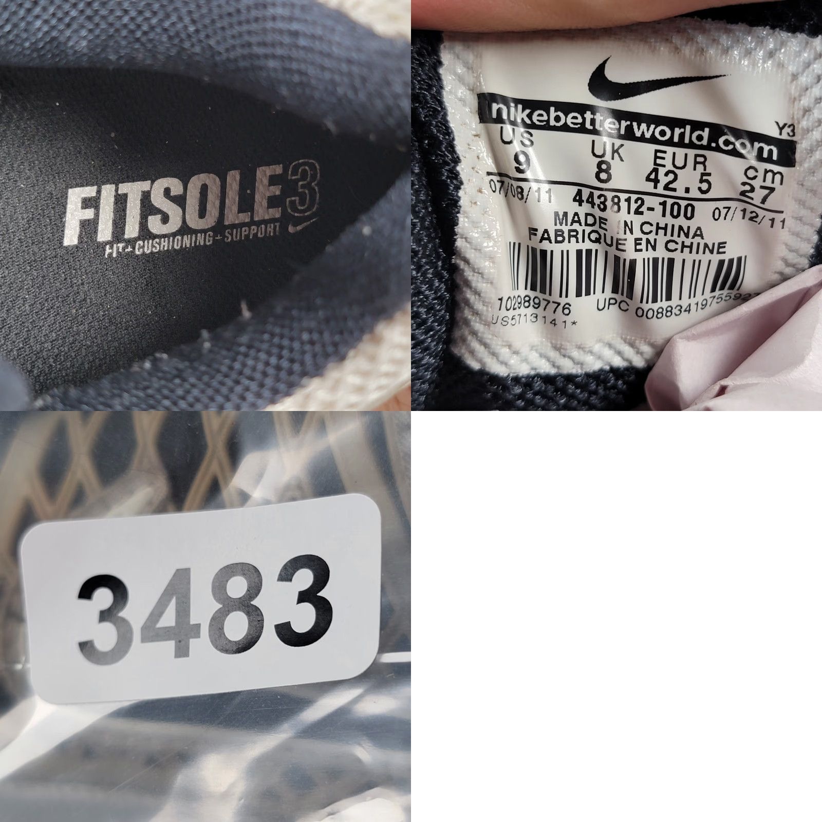 Nike Nike Vomero 6 Running Shoes Mens 9 M 42.5 EU White Silver Logo Breathable Cushioned Lightweight Sneakers Athletic Activewear Casual Sports Mens Size US 8 / IT 38 - 9 Thumbnail