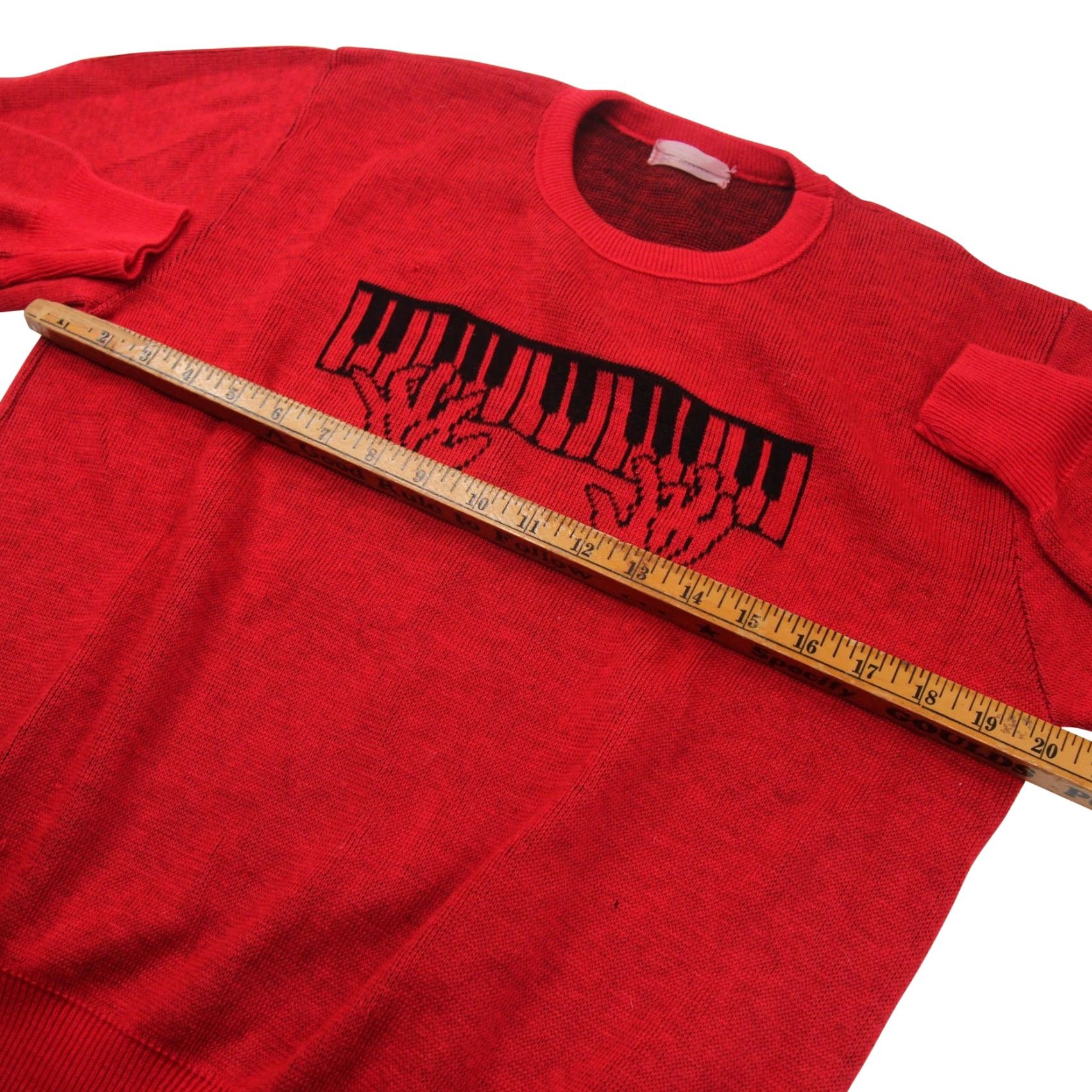 Vintage VINTAGE Piano Keys Womens Large Knit Sweater Red Size L / US 10 / IT 46 - 4 Thumbnail