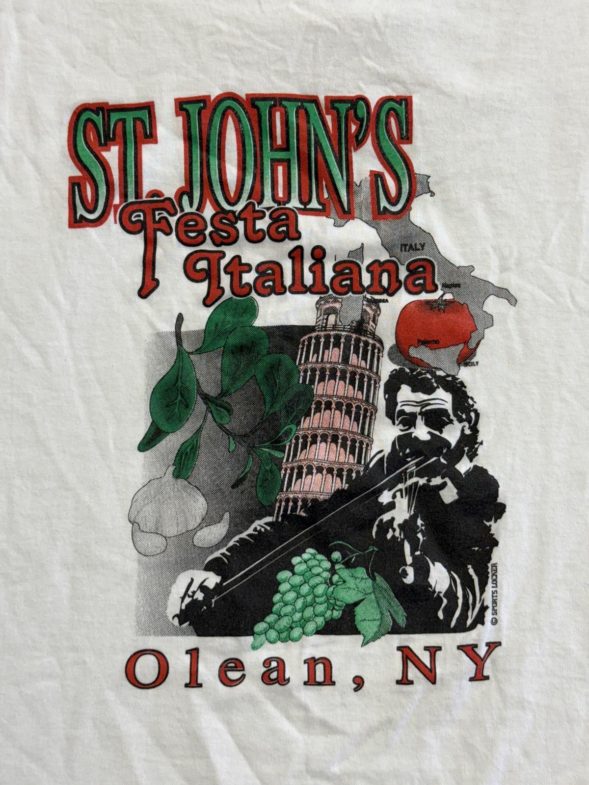 Fruit Of The Loom Vintage St Johns Festa Italiana Olean New York T-shirt XXL Size US XXL / EU 58 / 5 - 4 Thumbnail