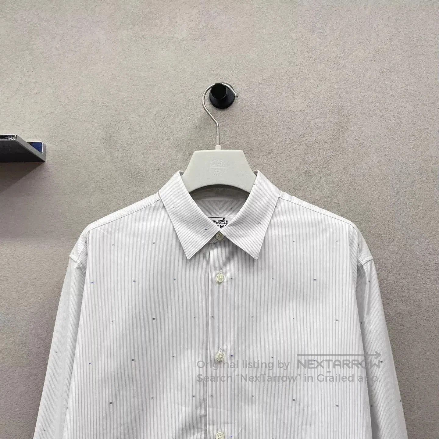 Hermes White Long Sleeve Button-Up Shirt with Dots. Size US M / EU 48-50 / 2 - 4 Thumbnail