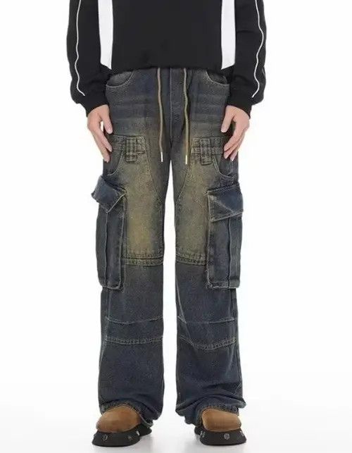 Japanese Brand × Jean Fashion street men's American retro washed cargo jeans Size US 32 / EU 48 - 1 Thumbnail