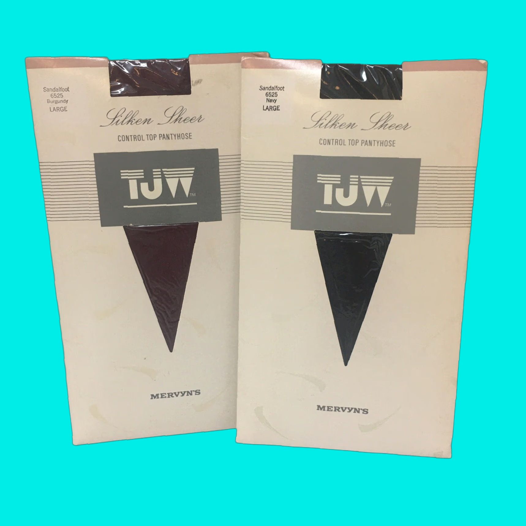 Vintage VINTAGE TJW Mervyn’s Navy & Burgundy Pantyhose 2 Pair Lot Size Large Control Top Size L / US 10 / IT 46 - 1 Thumbnail