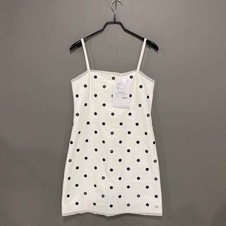 Chanel Chanel White polka dot logo suspender leather skirt 2504-Ne Size XS / US 0-2 / IT 36-38 - 1 Thumbnail