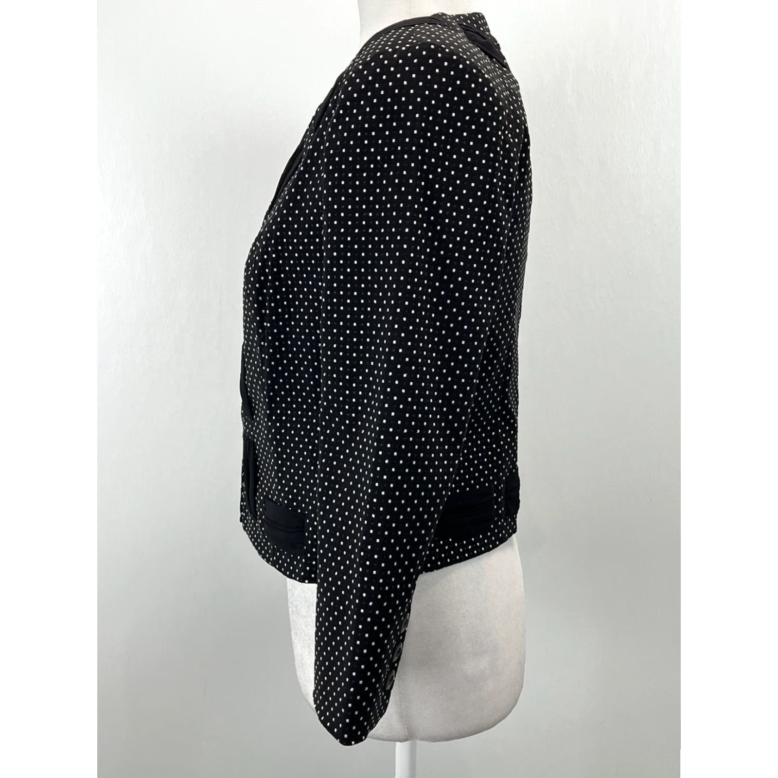 Vintage CAbi Black Polka Dot Jacket Women's Size 2 Stretch 3/4 Sleeve Blazer Size XS / US 0-2 / IT 36-38 - 2 Thumbnail