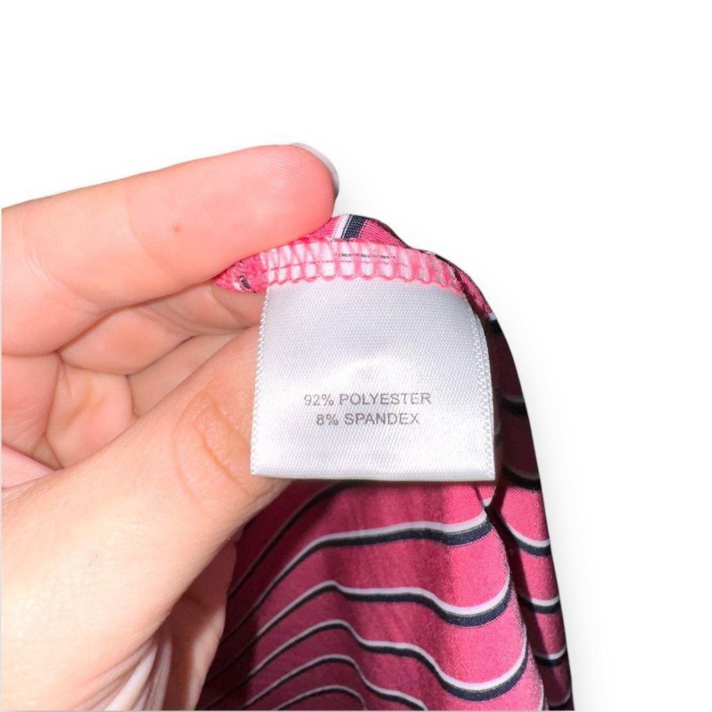 Alfred Dunhill Dunhill London Pink & Navy Stripe Performande Golf Polo Shirt XL Size US XL / EU 56 / 4 - 6 Thumbnail
