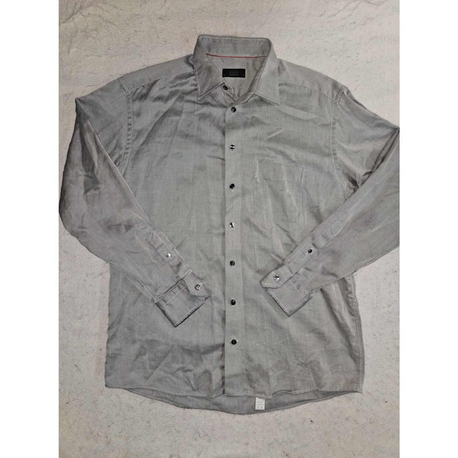 Eton ETON Classic Fit Button-Up Dress Shirt Geometric Pattern Mens 16/41 White Collar Shirt Size 42R - 2 Thumbnail