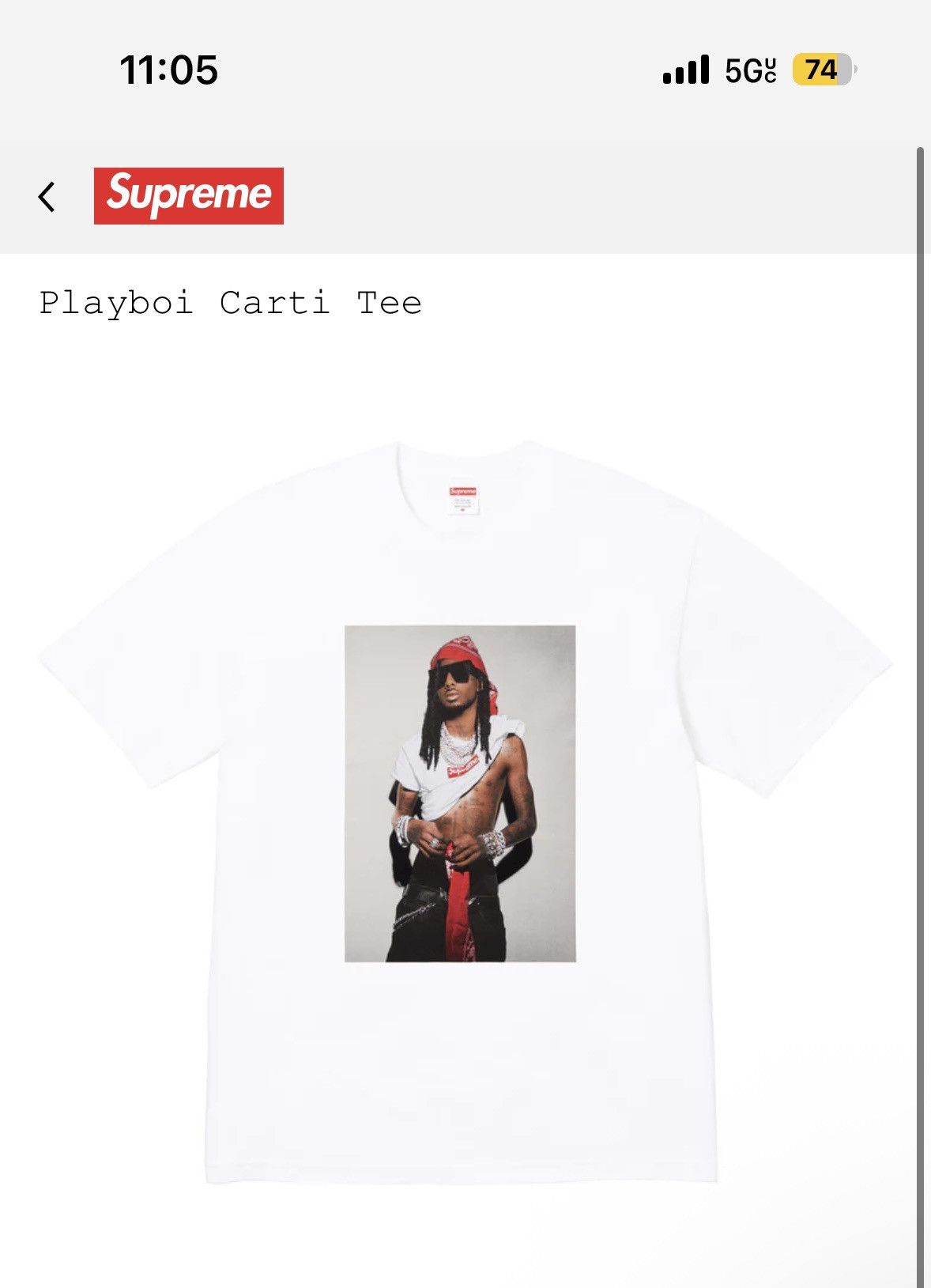 Supreme Playboi Carti Tee Size US L / EU 52-54 / 3 - 1 Thumbnail