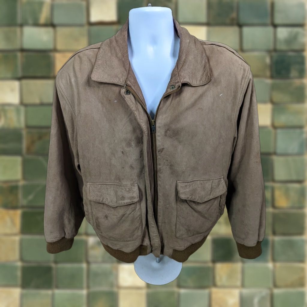 Vintage VINTAGE Boundary Waters Jacket Bomber Leather Zip Front L Size Brown 1990s Mens Womens Unisex Adults Casual Fashion Size US L / EU 52-54 / 3 - 1 Thumbnail