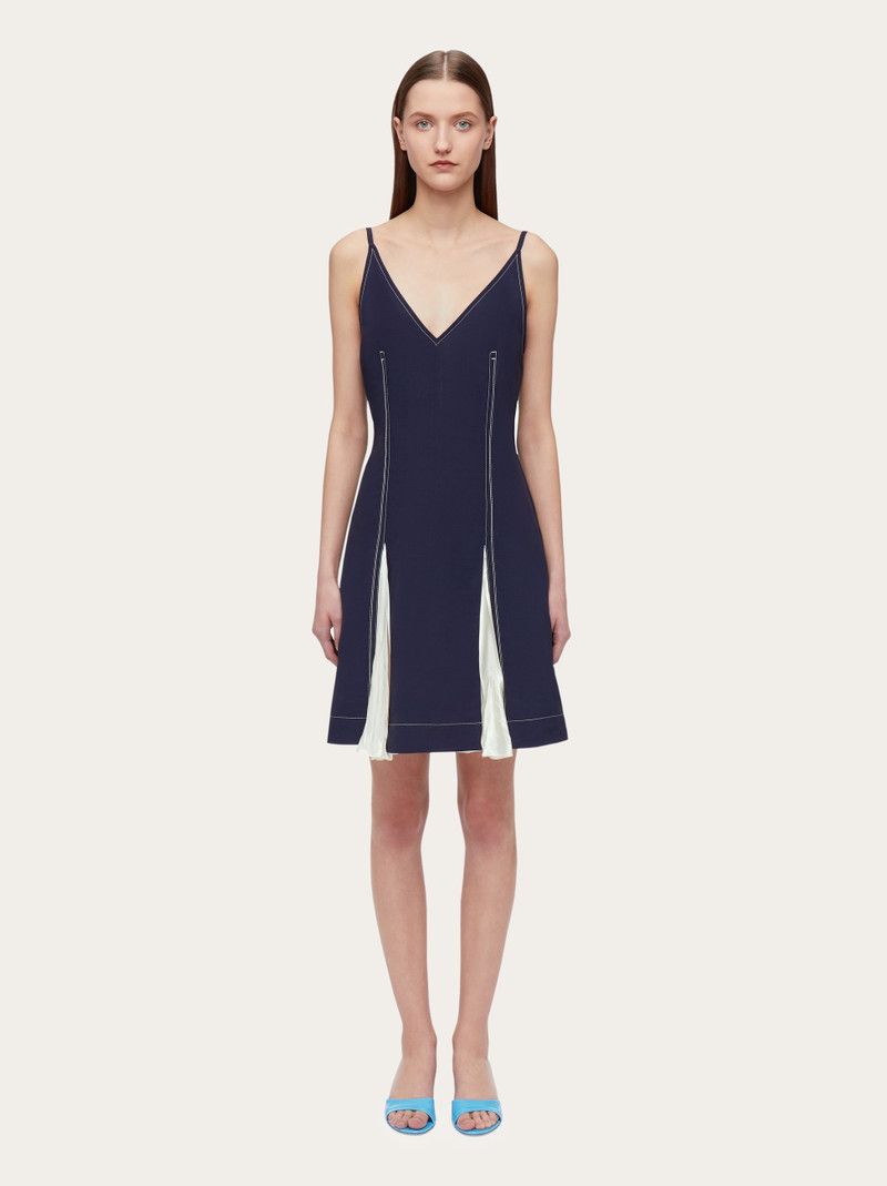Salvatore Ferragamo o1s1rm0126 Inlays Short Slip Dress in Blue/White Size XS / US 0-2 / IT 36-38 - 2 Thumbnail