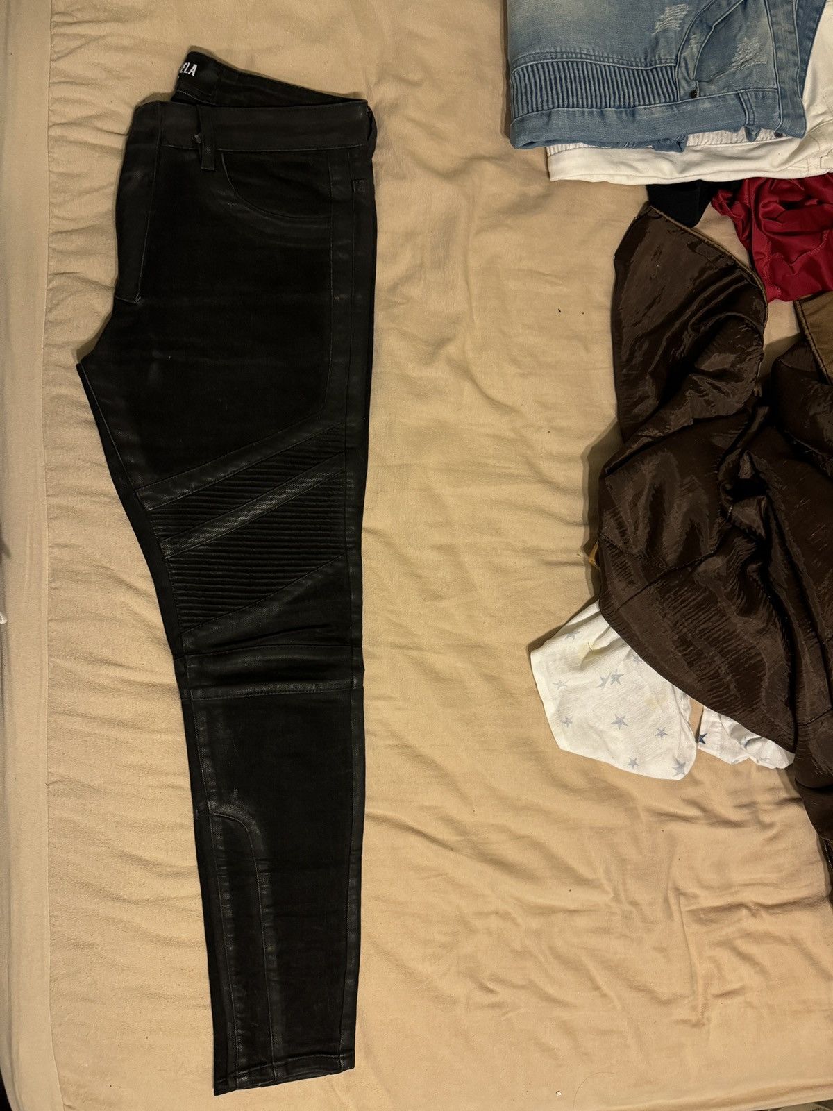 FAVELA Black wax biker denim Size US 34 / EU 50 - 2 Thumbnail