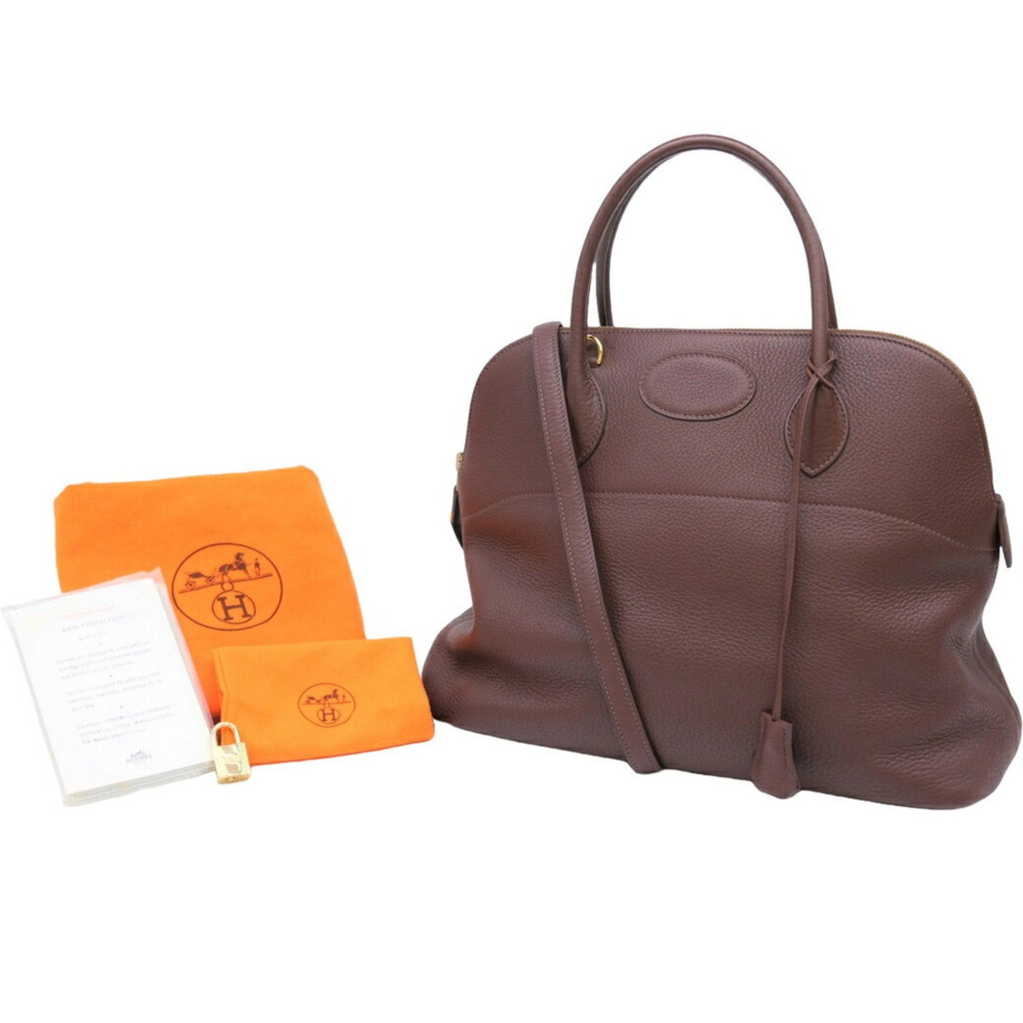 image of Hermes Bolide 35 Handbag Tote Bag Taurillon Clemence Brown, Women's