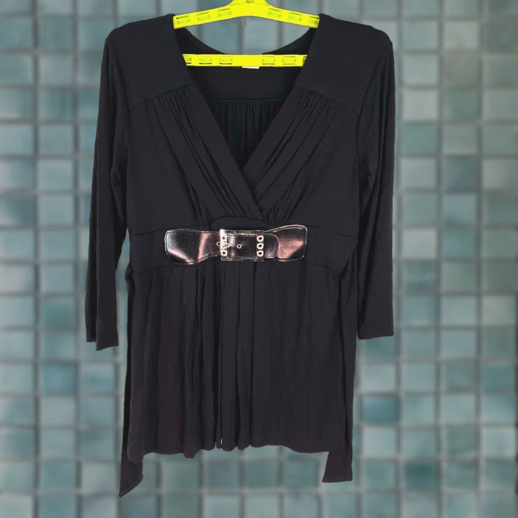 Vintage JTB Buckle Tie Dress Womens Size S Black Rayon Vintage Size S / US 4 / IT 40 - 1 Thumbnail