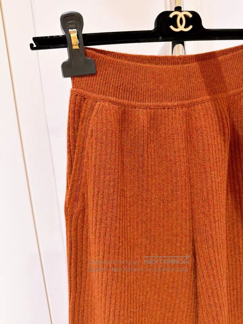 Loro Piana Loro Piana Pumpkin Orange Baby Cashmere Wide Leg Knit Trou Size 24" / US 00 / IT 34 - 3 Thumbnail