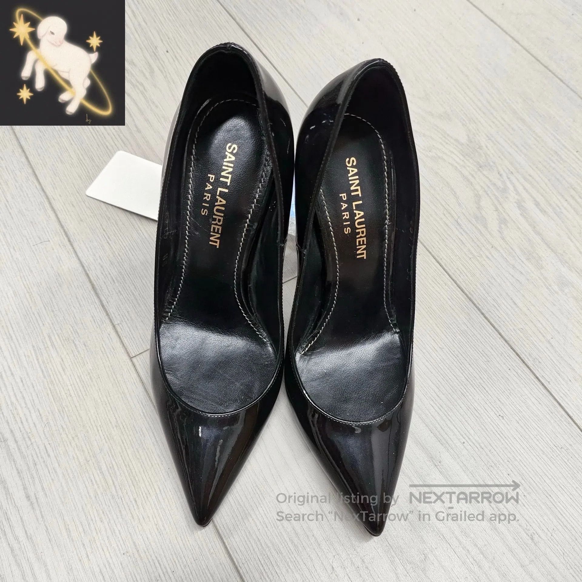 Saint Laurent Paris Saint Laurent Paris Black leather high heel shoes with met Size US 12 / IT 42 - 1 Thumbnail