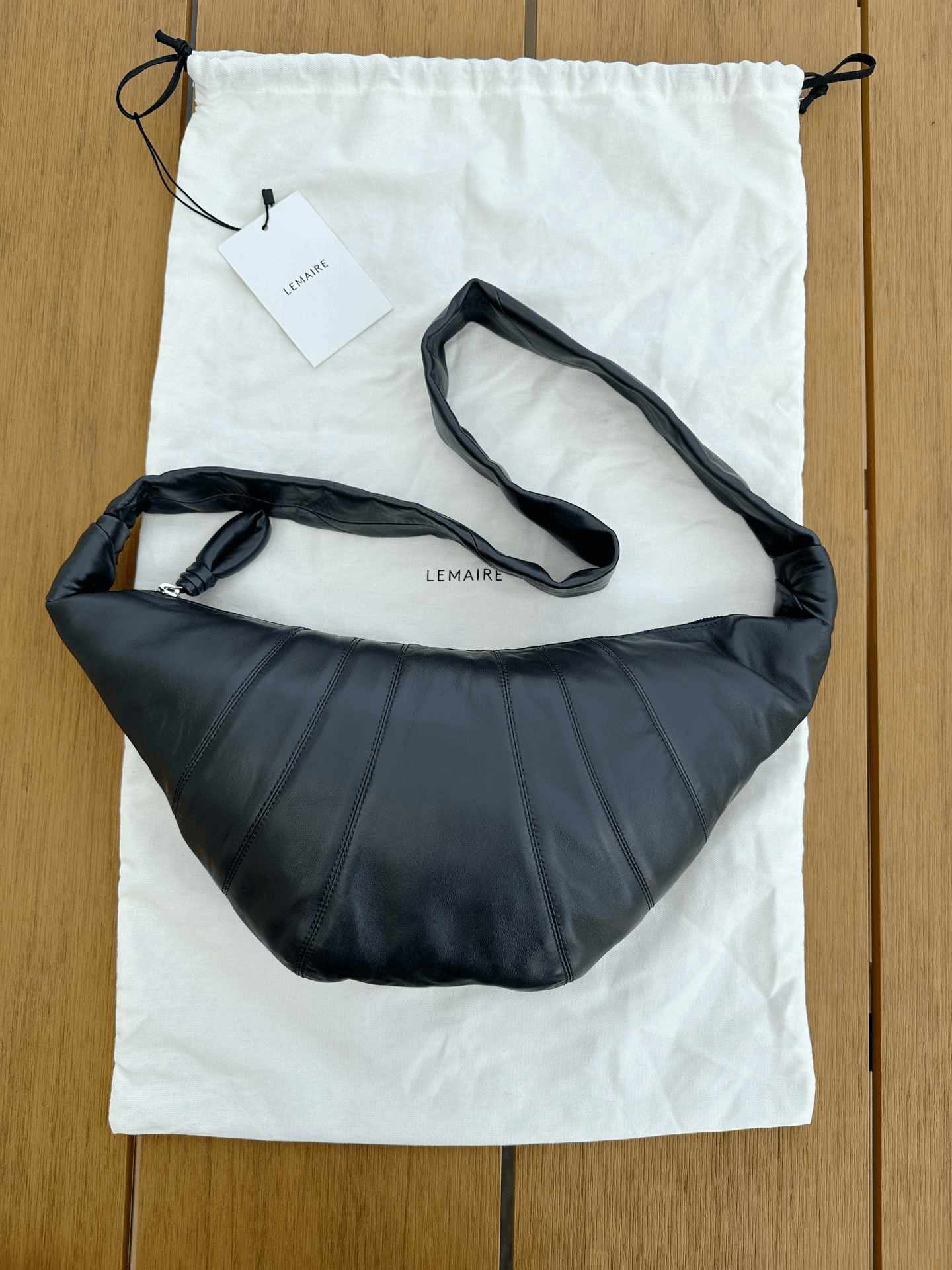 Lemaire Lemaire Medium Asphalt Black Leather Crossbody Size ONE SIZE - 1 Thumbnail