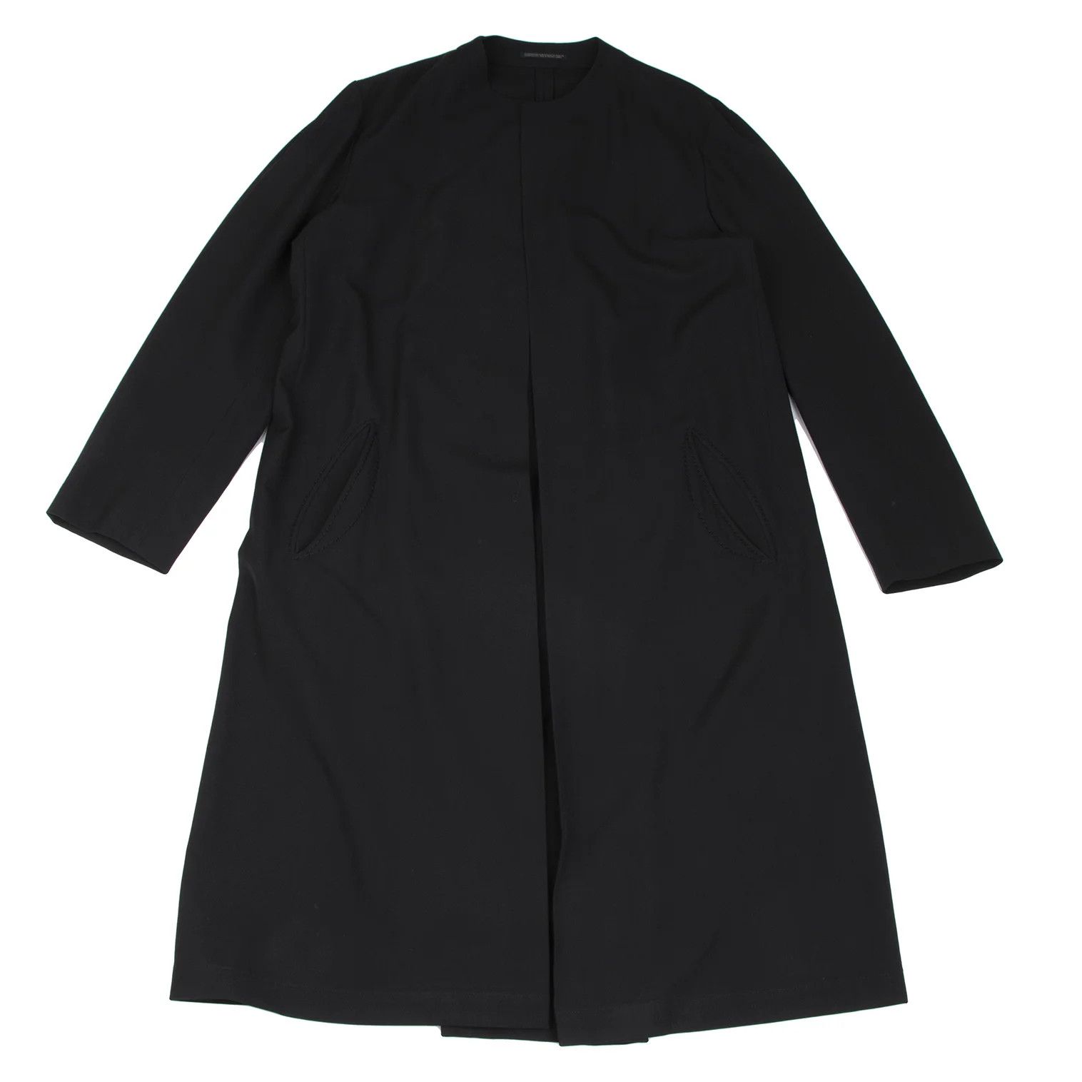 Yohji Yamamoto Yohji Yamamoto Wool Gabardine No-Collar Coat Size US XL / EU 56 / 4 - 1 Thumbnail