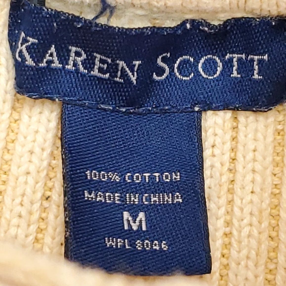 Vintage VINTAGE Karen Scott Sweater Womens M Yellow 100% Cotton Henley Button Top Retro Classic Knit Cable-Knit Womens Size M / US 6-8 / IT 42-44 - 3 Thumbnail