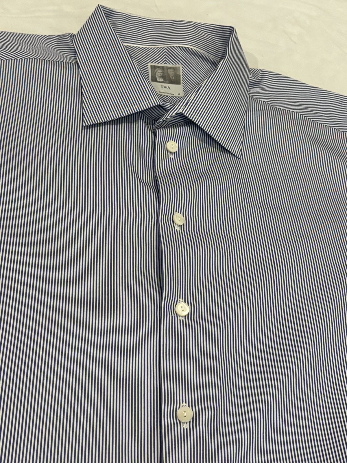 Eton Eton DnA Contemporary Striped White Men's Dress Shirt 46/18 Size US S / EU 44-46 / 1 - 4 Thumbnail