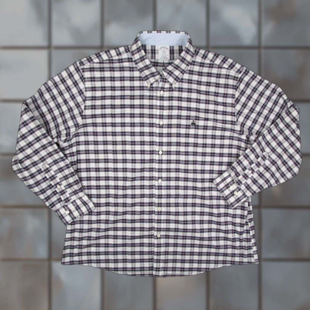 Brooks Brothers Brooks Brothers Shirt Mens 2XL Purple Plaid Regent Non-Iron Button Down Stretch Size US XXL / EU 58 / 5 - 1 Thumbnail