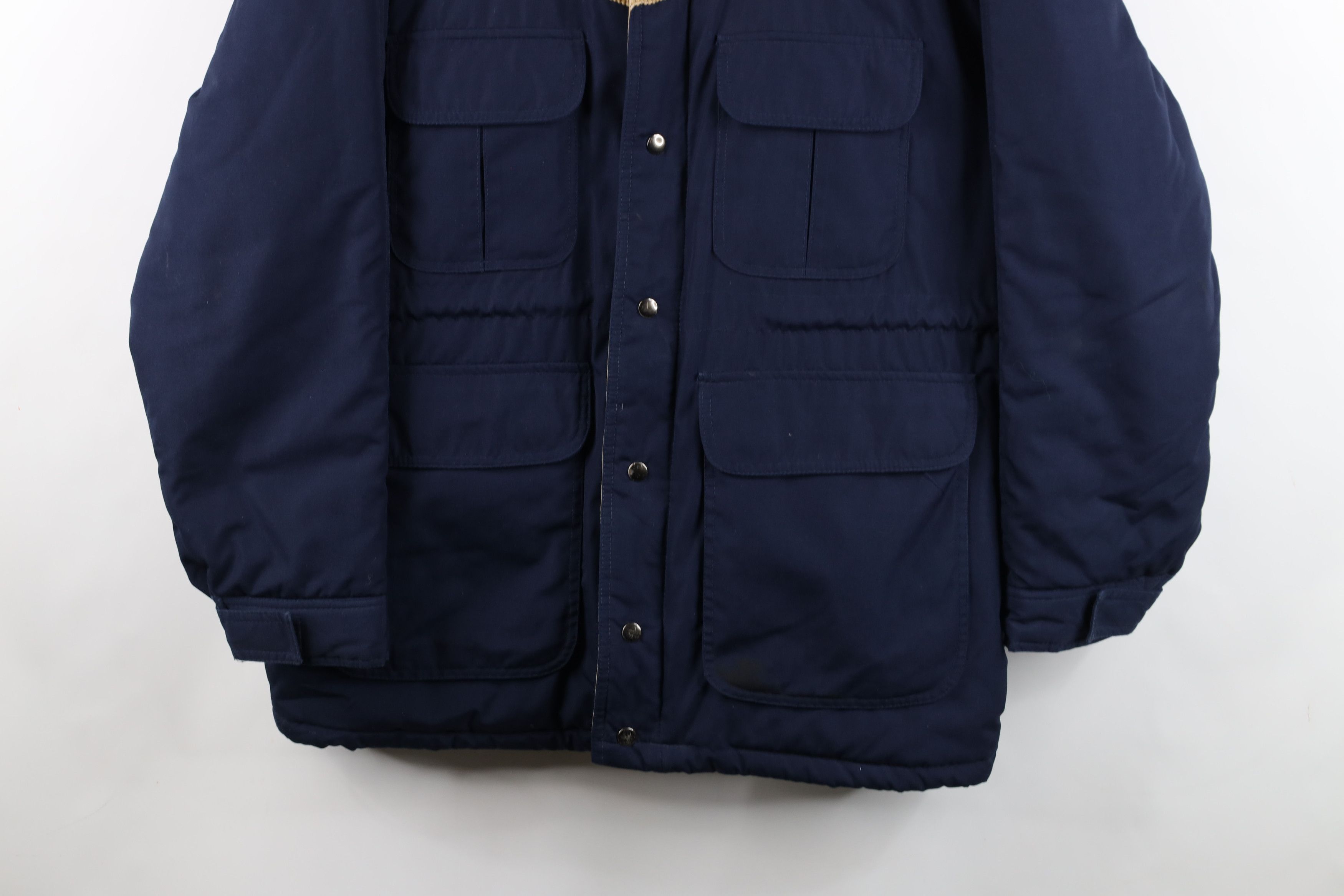 Vintage Vintage 90s Streetwear Corduroy Puffer Parka Jacket Blue Size US L / EU 52-54 / 3 - 3 Thumbnail