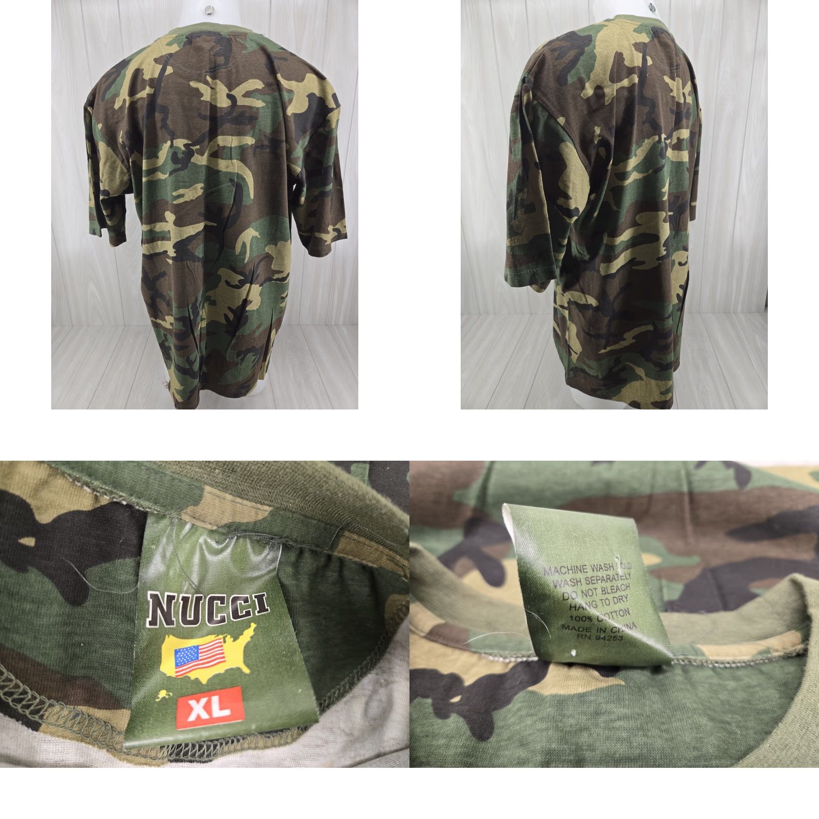 Vintage Claudio Nucci T Shirt Mens XL Woodland Green Camo Cotton Short Sleeve Size US XL / EU 56 / 4 - 8 Thumbnail