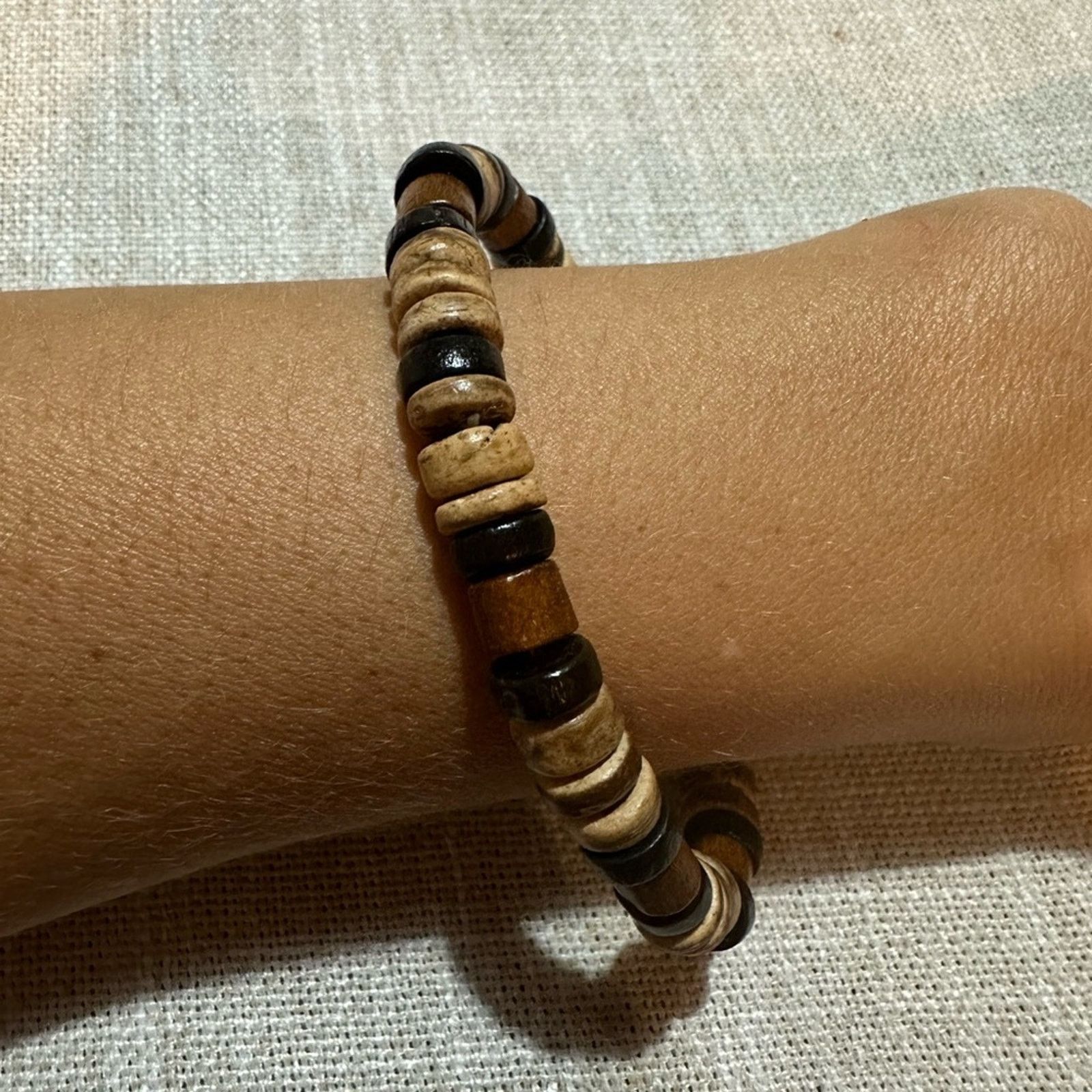 Other Boho Bohemian Wood Beaded Mens Bracelet Size ONE SIZE - 2 Thumbnail