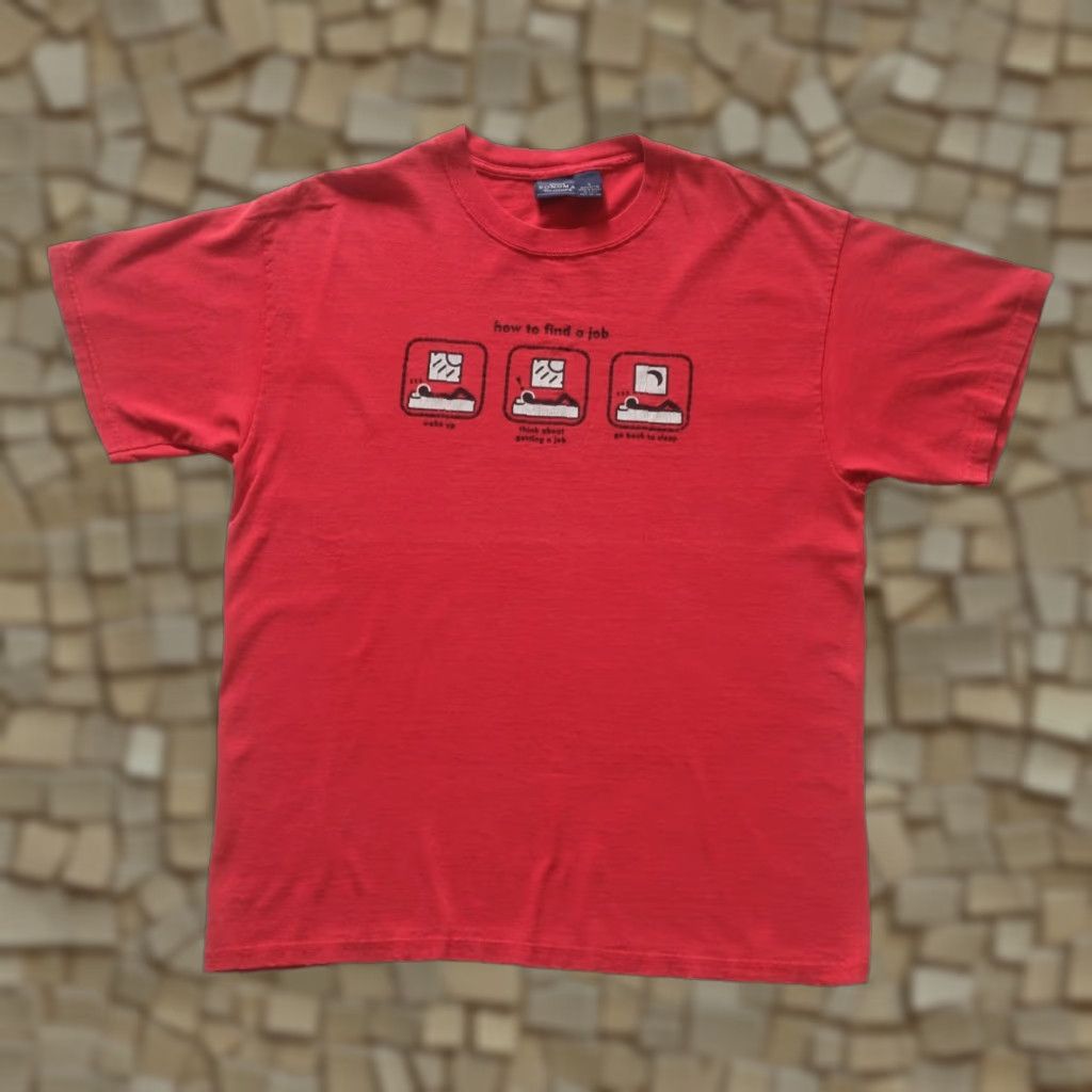 Etro VINTAGE 90s RETRO FUNNY COMEDY 100% COTTON HOW TO FIND A JOB GRAPHIC T SHIRT SZ L MEN's Red Size US L / EU 52-54 / 3 - 1 Thumbnail