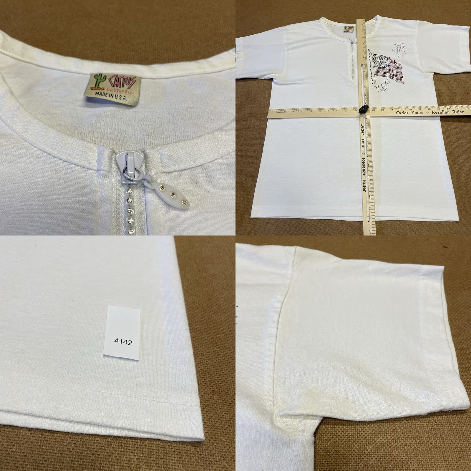 Vintage VINTAGE Cactus Shirt Womens Medium White 1/4 Zip 90s Y2K Rhinestone USA Ladies Size M / US 6-8 / IT 42-44 - 8 Thumbnail