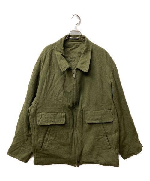 image of Yohji Yamamoto Pour Homme Serge Single Rider Jacket in Khaki, Men's (Size XL)