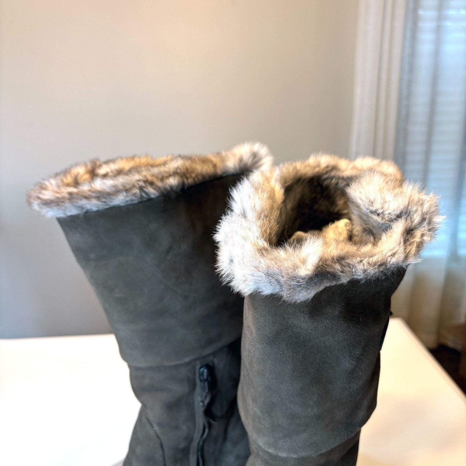 HENRY BEGUELIN Henry Beguelin Suede Fur Trim Boots Sz 9 Brown Buckle Heel Size US 9 / IT 39 - 5 Thumbnail