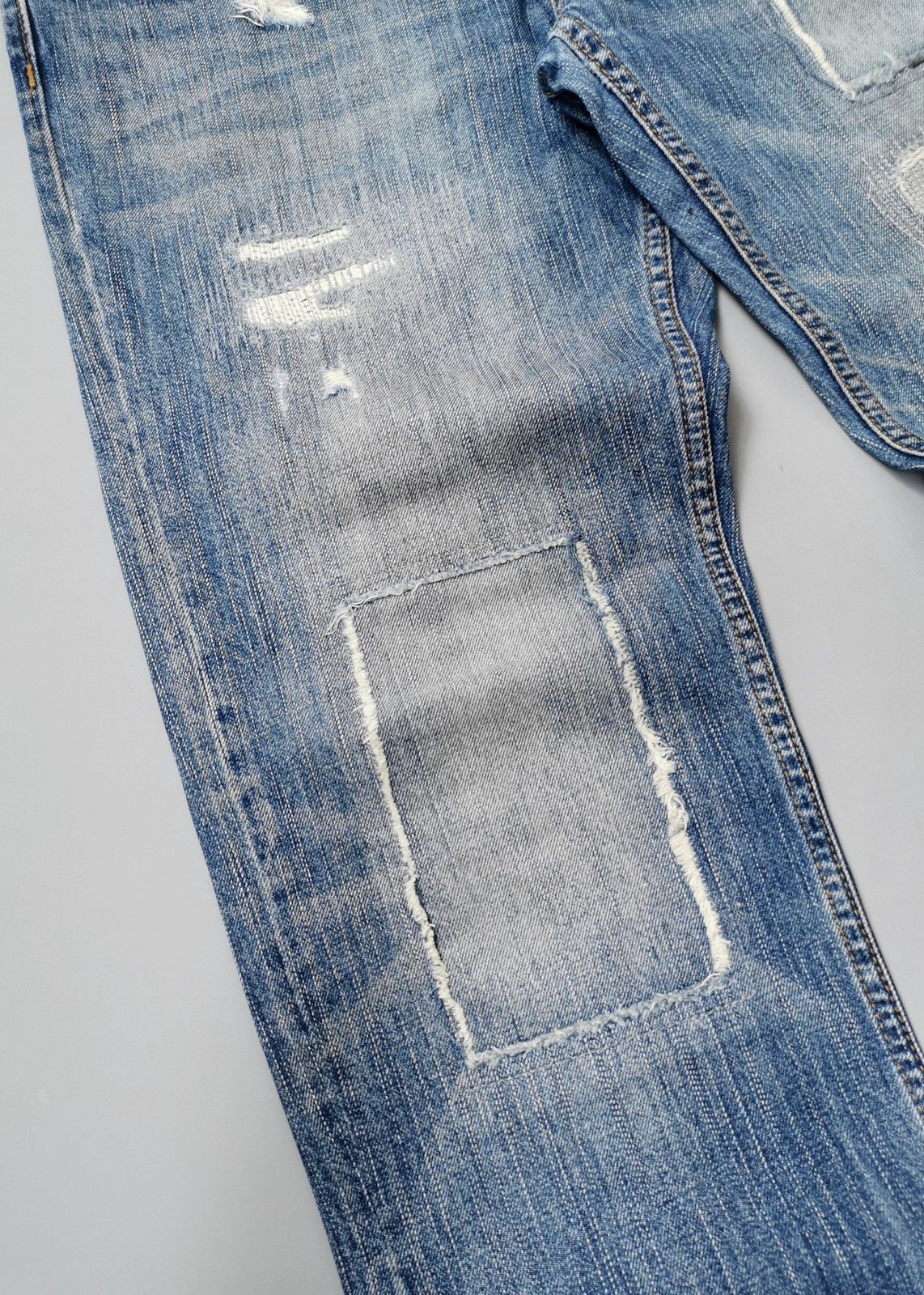 American Eagle Outfitters American Eagle Slim Straight Patchwork Distressed Jeans Size US 34 / EU 50 - 6 Thumbnail