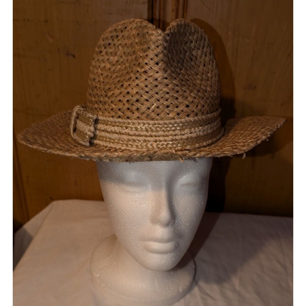 Panama Jack Vintage Bruce & Marci Straw Stetson Fedora Hat Med Women's Size ONE SIZE - 2 Thumbnail