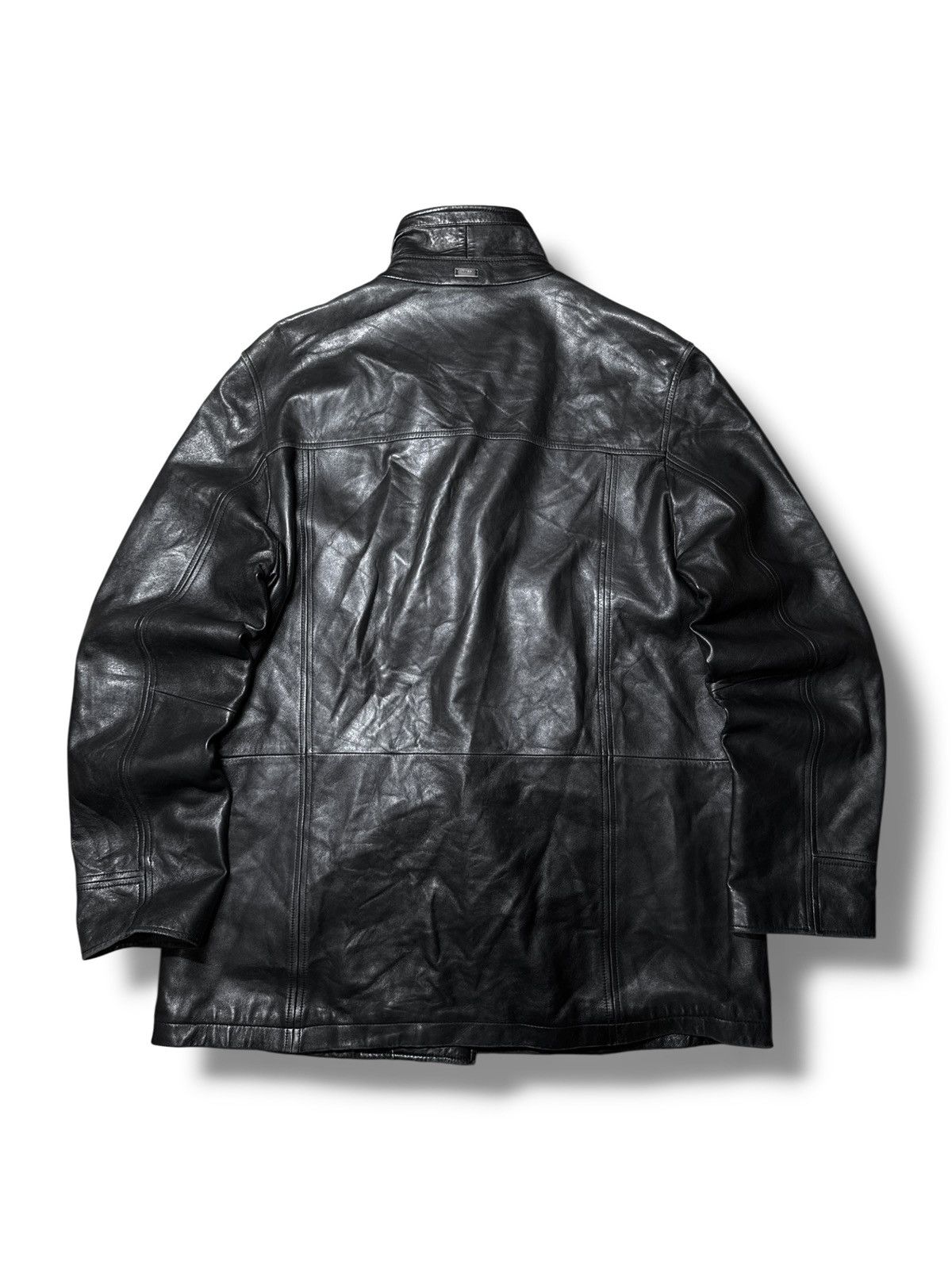 Hugo Boss Vintage 90s Y2K Hugo Boss Leather Jacket Coat Avantgarde Size US L / EU 52-54 / 3 - 4 Thumbnail