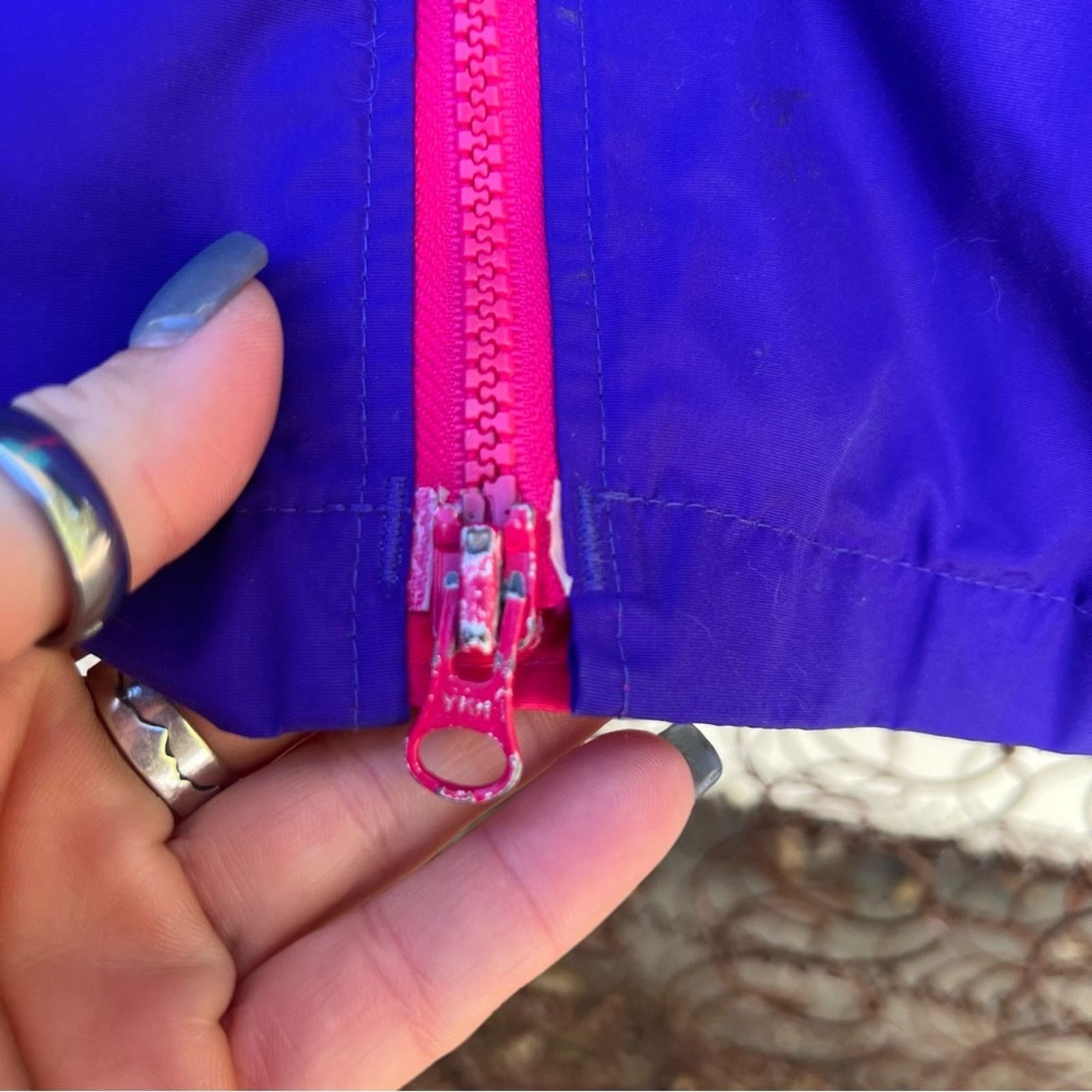 90s Woolrich neon color block windbreaker jacket waist cinch
