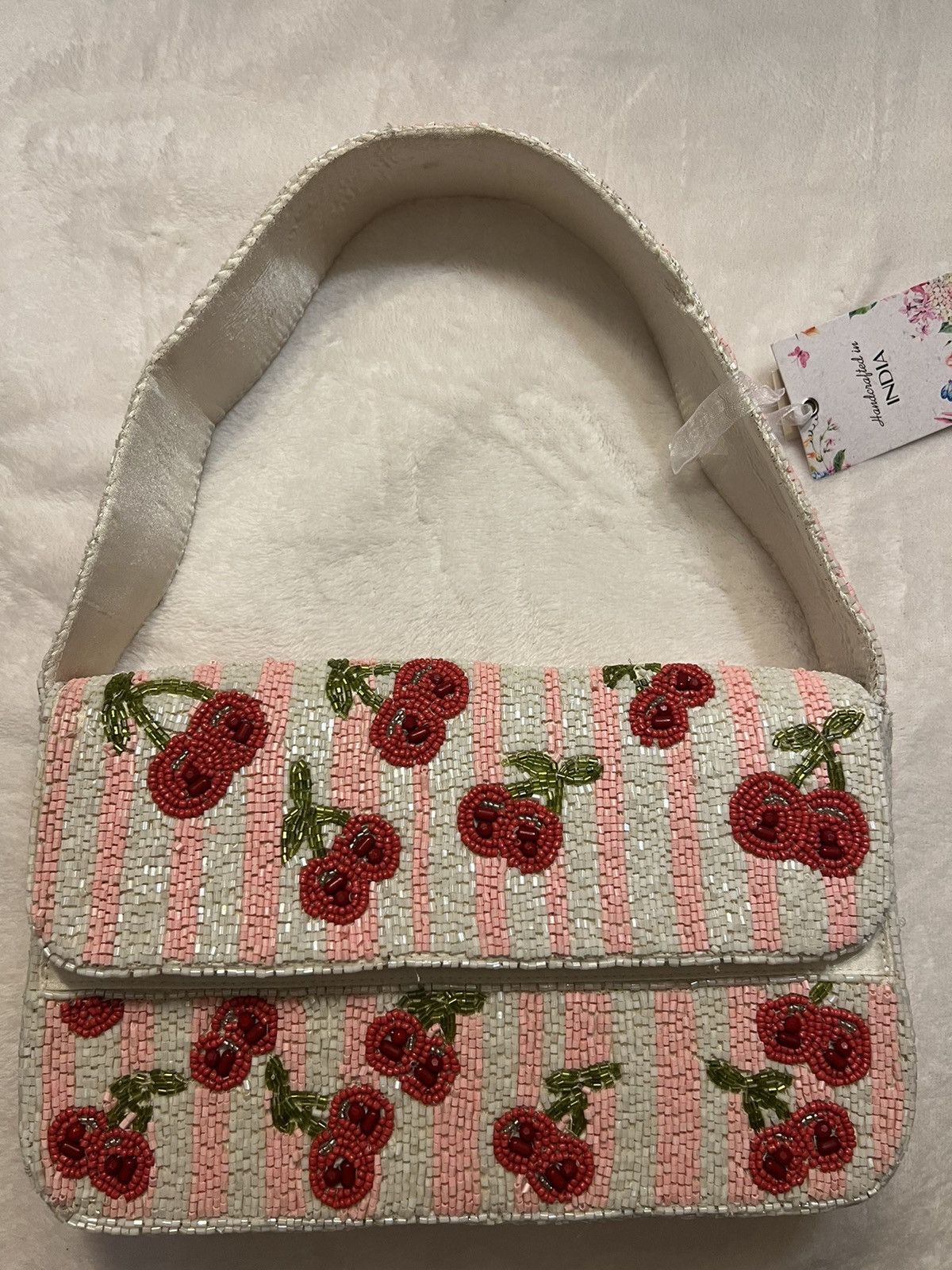 Cherry Print Shoulder Bag in Pink, Women's