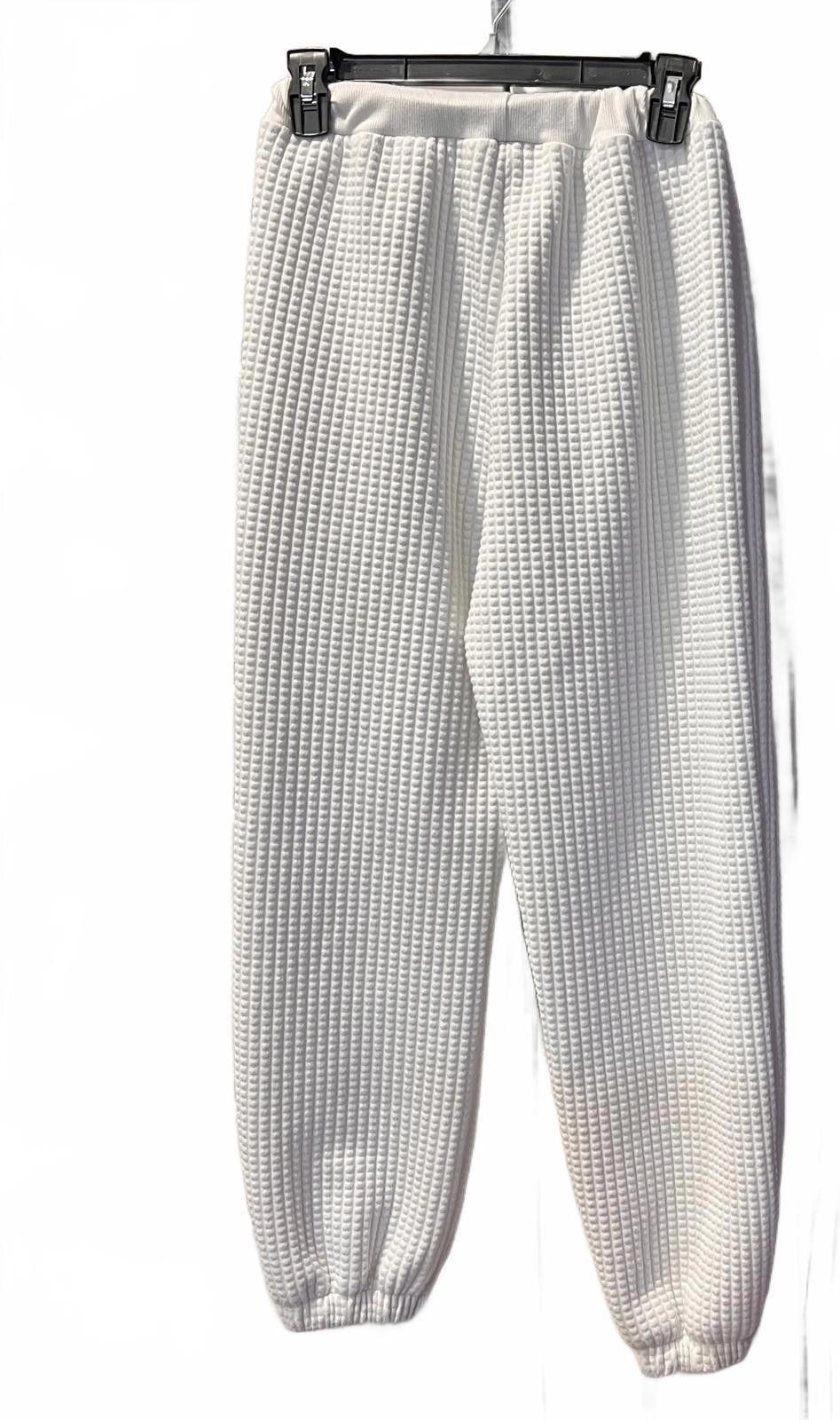 Shein SHEIN White Waffle Knit Joggers - Size S Size 28" / US 6 / IT 42 - 2 Thumbnail