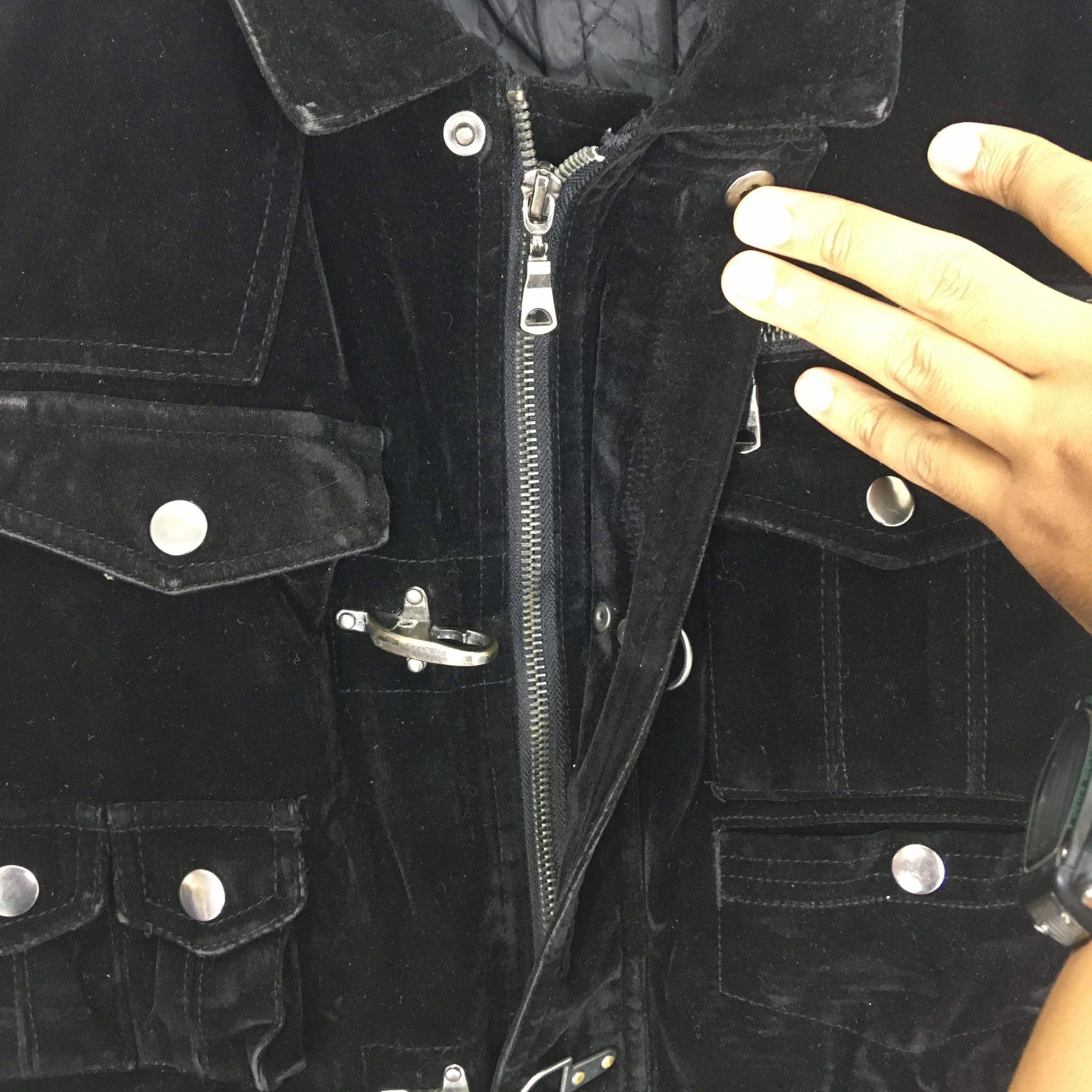semanticdesign Vintage Semantic Design Black Velvet Bondage Jacket Size US L / EU 52-54 / 3 - 7 Thumbnail