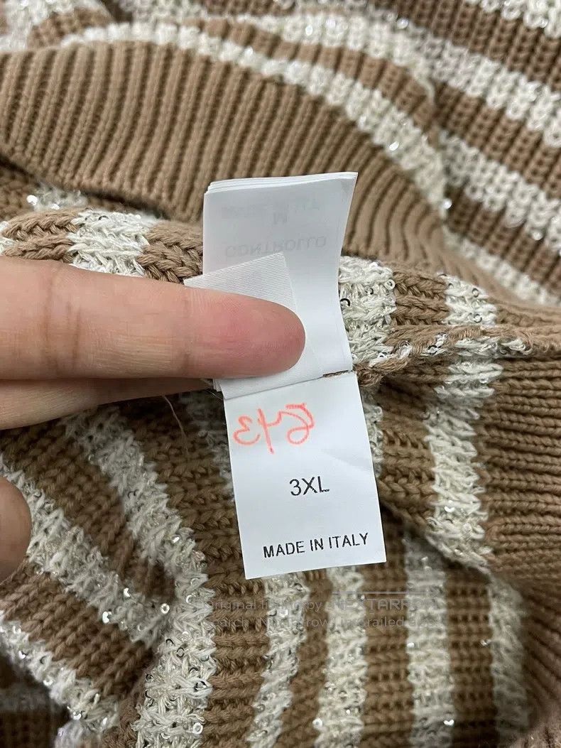 Brunello Cucinelli Brunello Cucinelli Old Qian style sequined striped sweater Size XL / US 12-14 / IT 48-50 - 6 Thumbnail