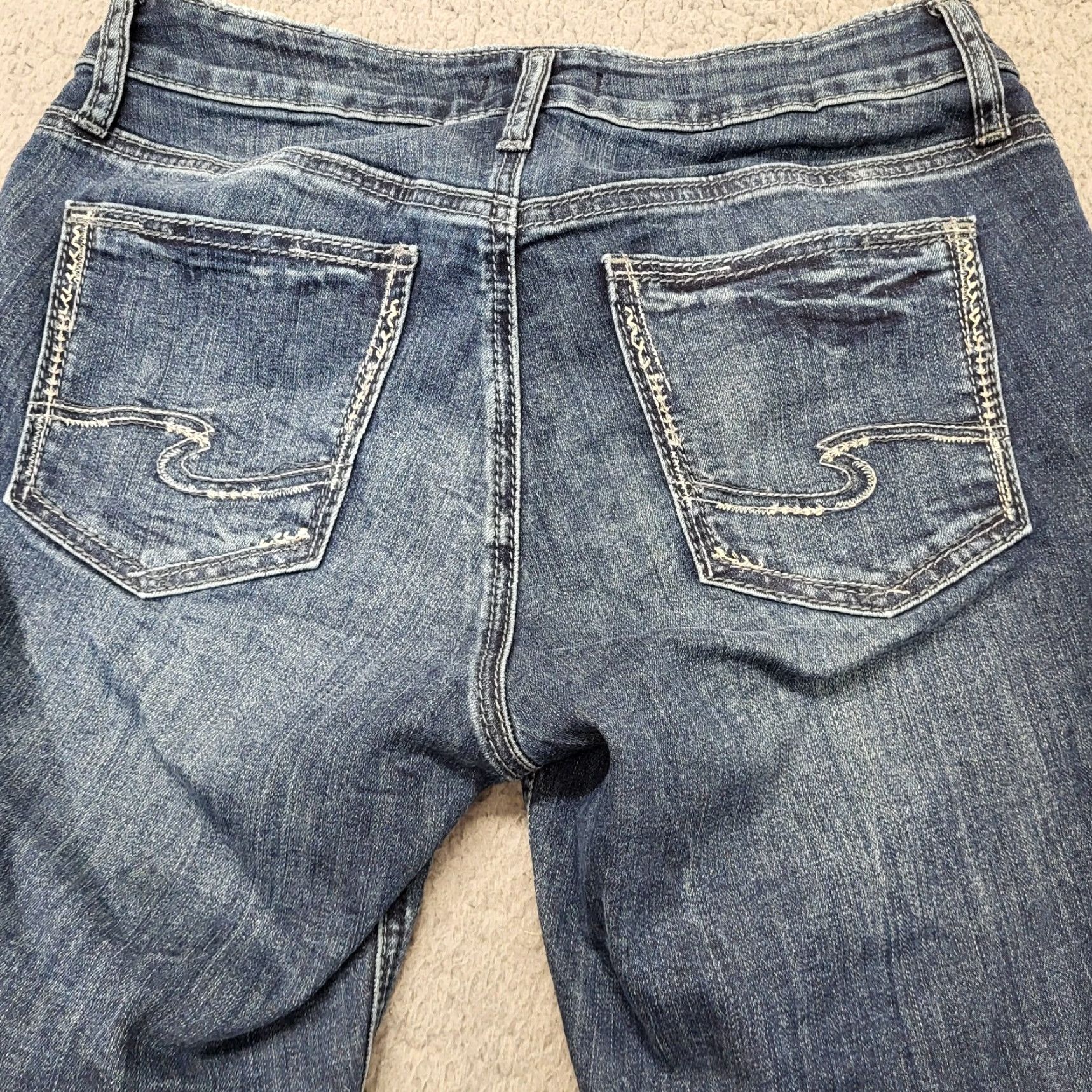 Silver Jeans Co. Silver Jeans Womens 28/29L Boyfriend Jeans Dark Wash Faded Whiskered Blue Denim Size 28" / US 6 / IT 42 - 5 Thumbnail