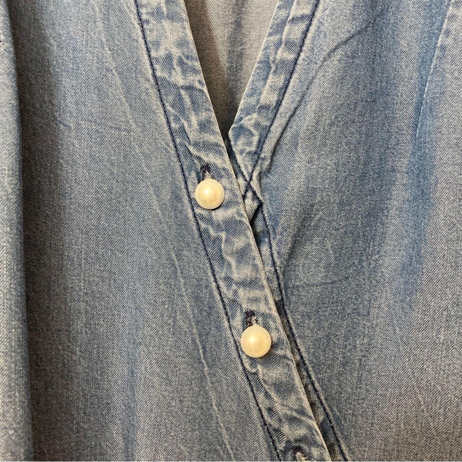 Other T&W Designs Tencel Denim Cross Over Handkerchief Blouse Top Size S / US 4 / IT 40 - 3 Thumbnail