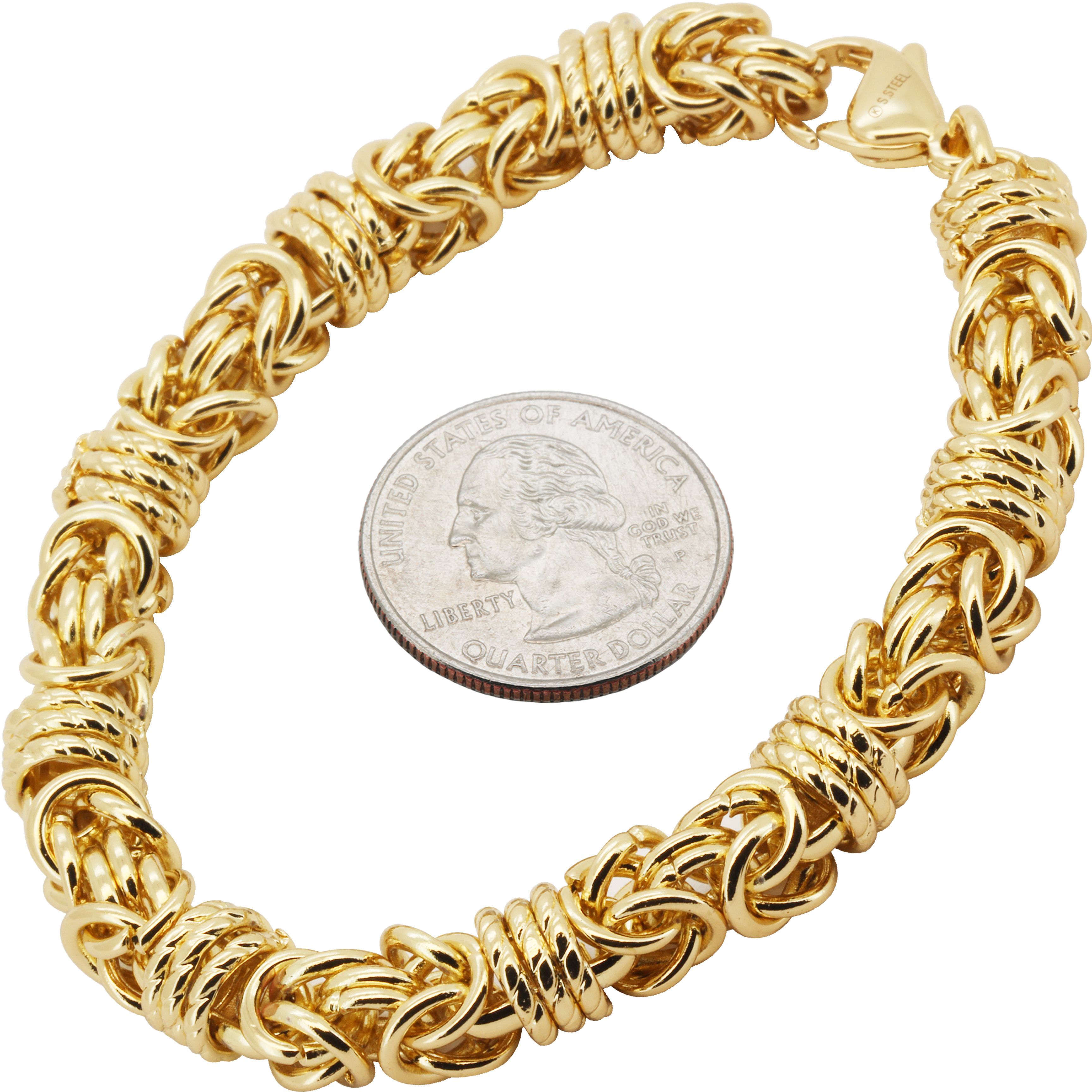 Other 316L SS 14k GP 8mm Round Byzantine Bracelet 8.5" Size ONE SIZE - 1 Preview