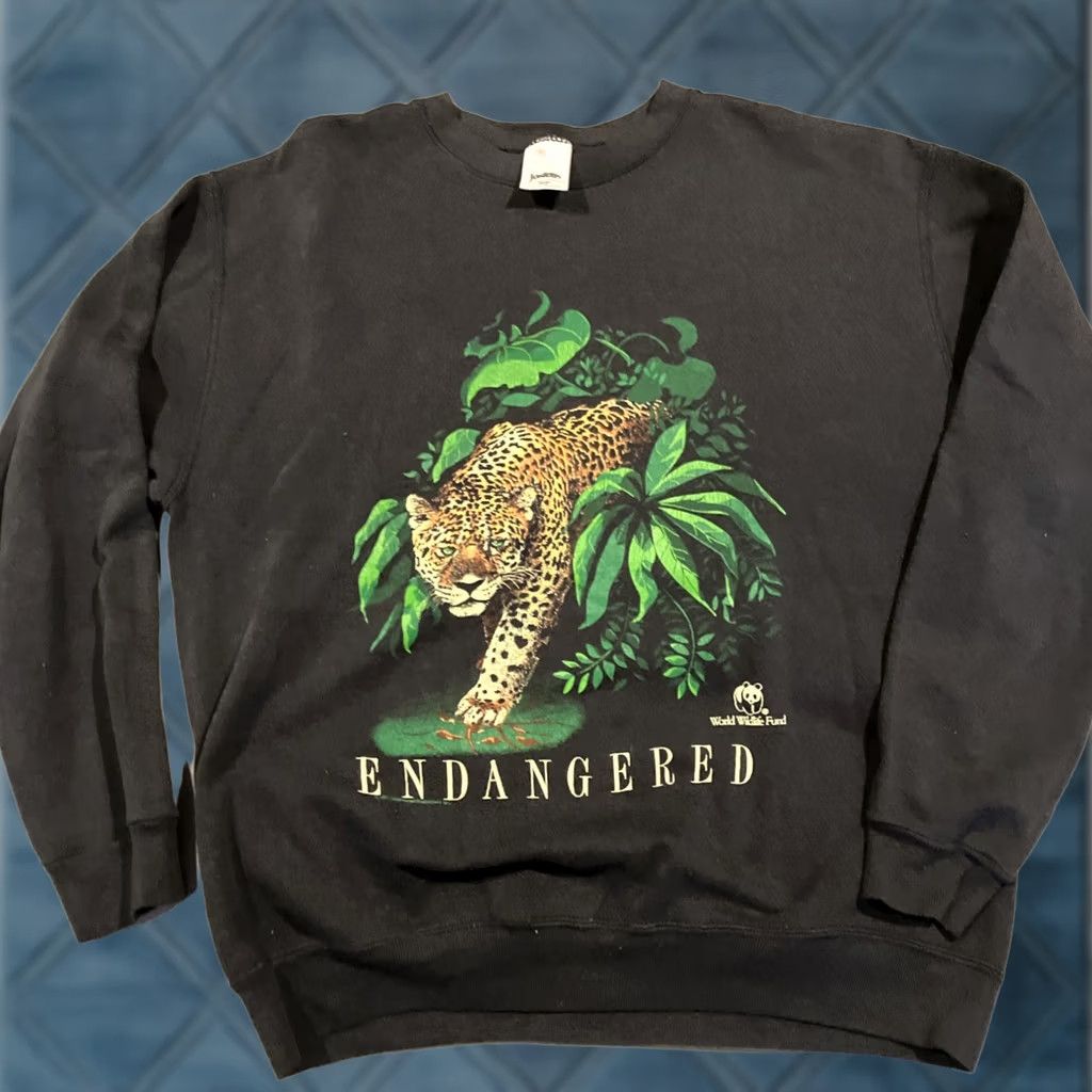 Vintage VINTAGE Jostens World Wildlife Fund Sweatshirt L Endangered Leopard Size US L / EU 52-54 / 3 - 1 Thumbnail
