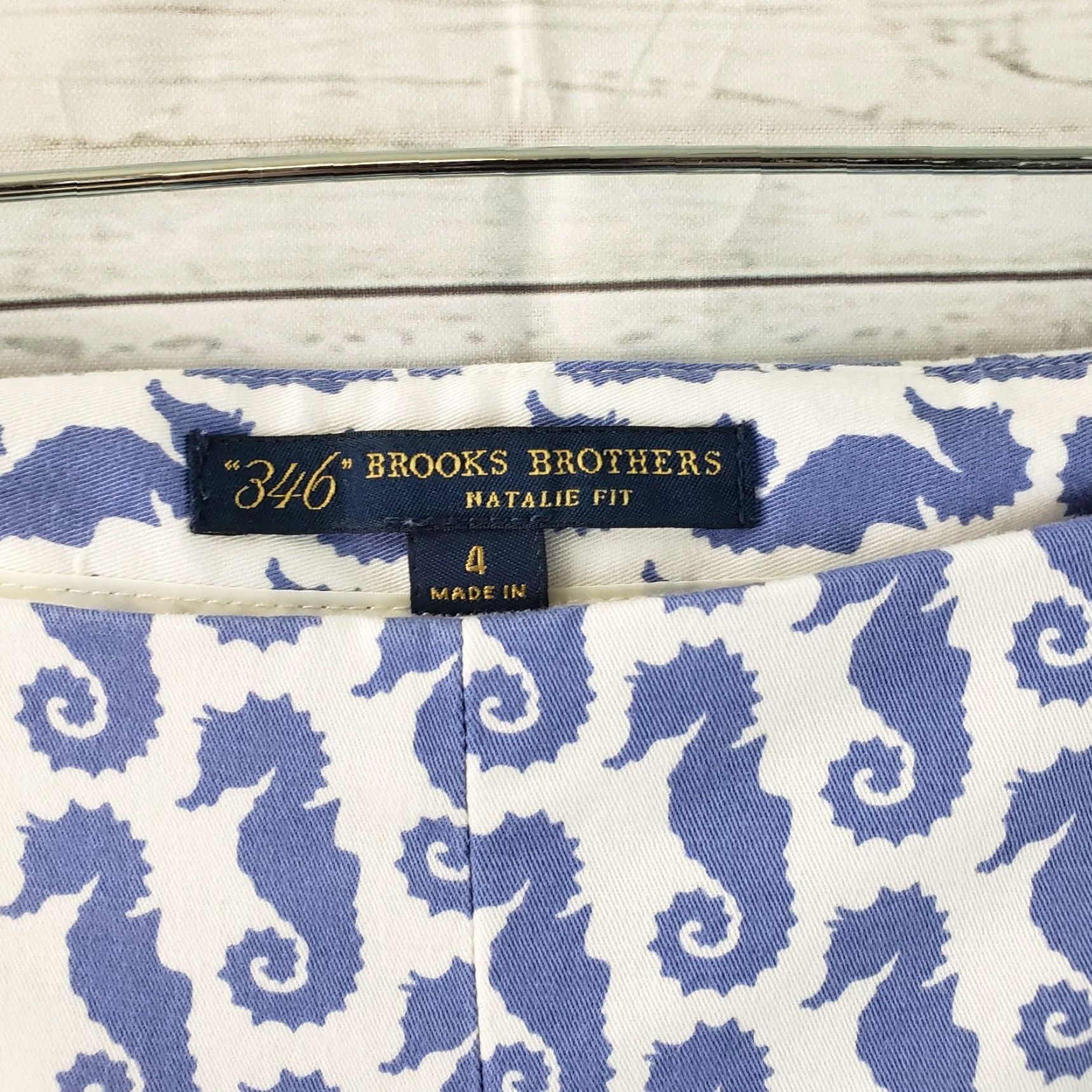 Brooks Brothers Brooks Brothers Womens Natalie Fit Pants Sz 4 Cotton Blend Blue Seahorses Vintage No N/A Size 27" / US 4 / IT 40 - 6 Thumbnail