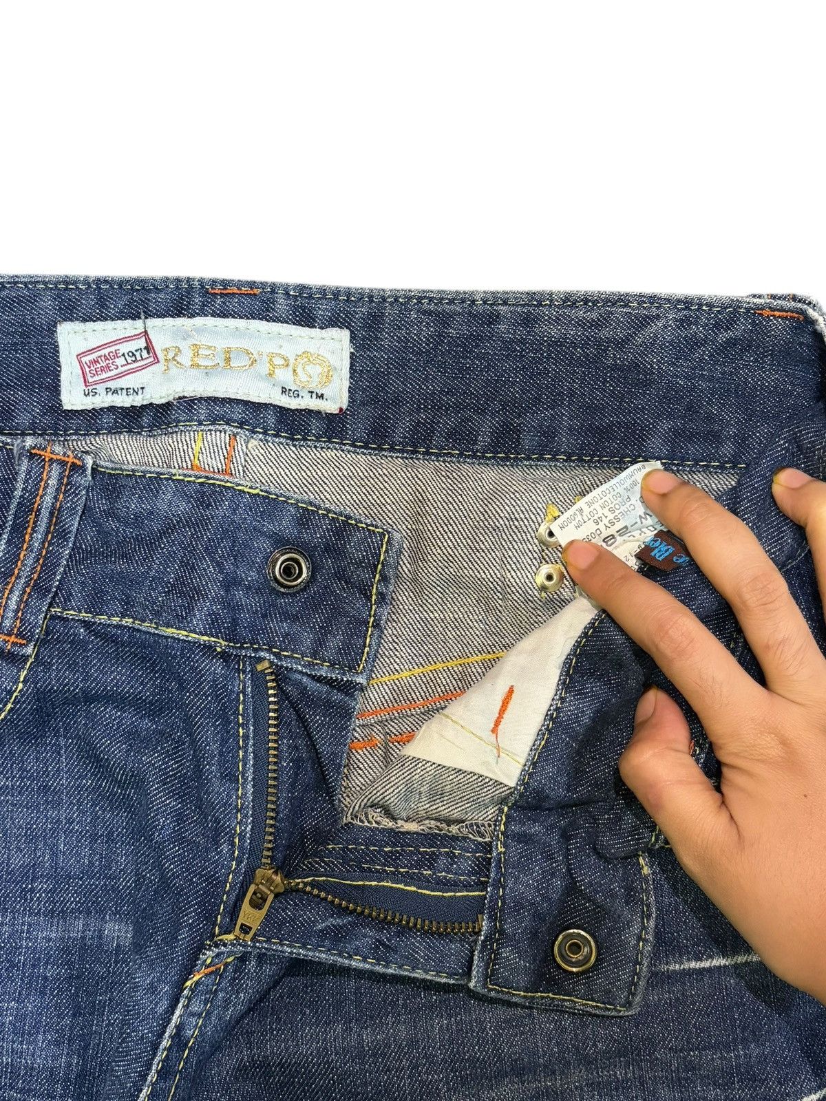 Fubu Vintage Red Pepper Buckle Back Distress Baggy Flare Jeans Size 29" - 5 Thumbnail