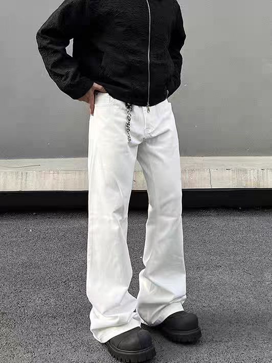 Japanese Brand × Jean Street Vintage White Straight Leg Micro Flare Jeans Size US 30 / EU 46 - 1 Thumbnail