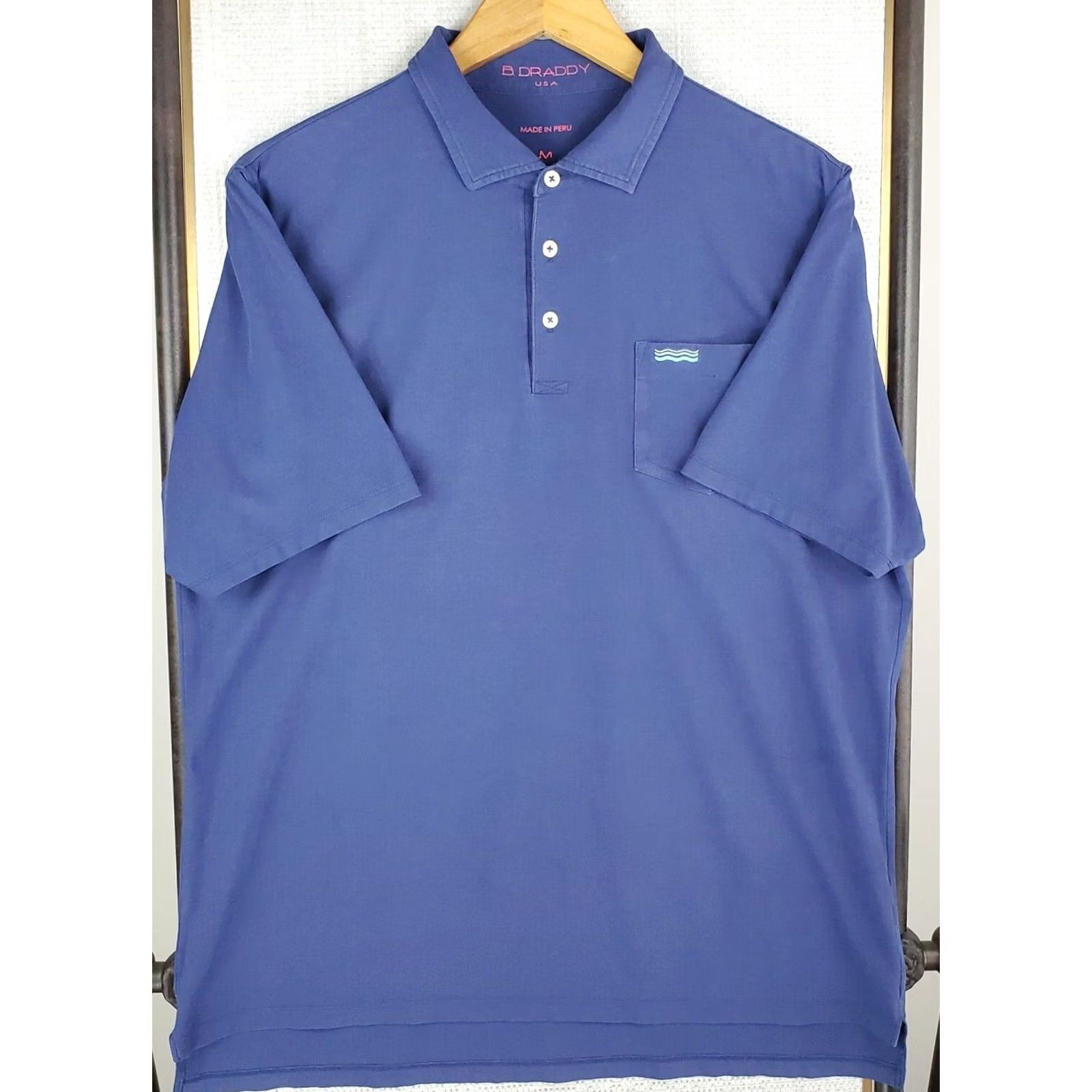 Vintage B. Draddy Polo Shirt Mens Medium Blue Short Sleeve Pocketed Polo Golf Cotton Spandex Blend Size US M / EU 48-50 / 2 - 5 Thumbnail