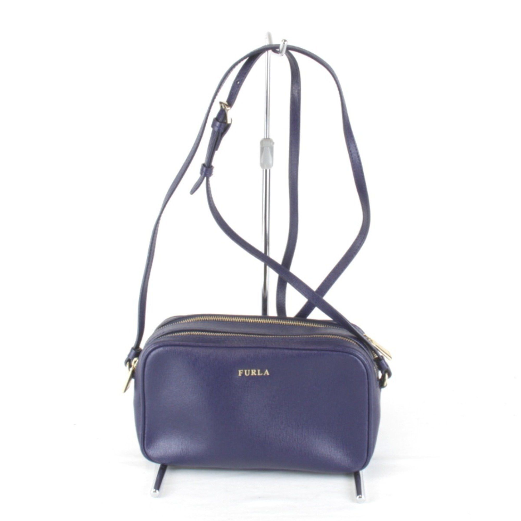 Furla Furla Shoulder Bag Double Zip Blue Leather Women's Size ONE SIZE - 1 Thumbnail