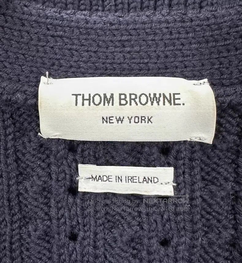 Thom Browne Thom Browne Dark blue classic four-striped wool knit cardi Size XS / US 0-2 / IT 36-38 - 3 Thumbnail